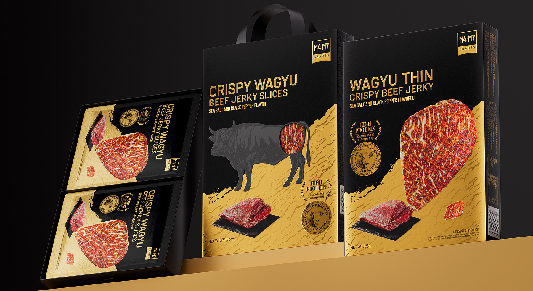 山姆沃金和牛和牛牛排脆產品包裝設計